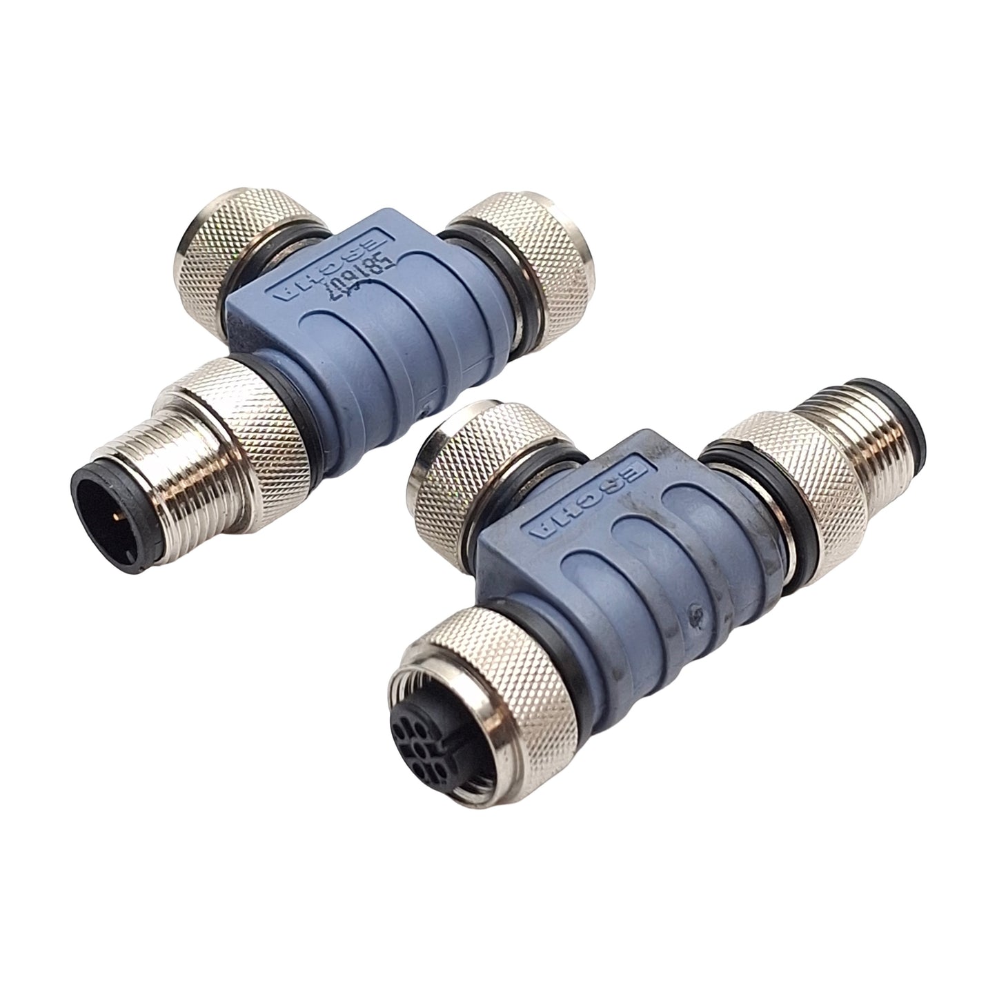 Used Lot of 2 Turck RSC 2RKC 57 Eurofast Connector Tee, 2 Female to 1 Male, M12 5-Pin