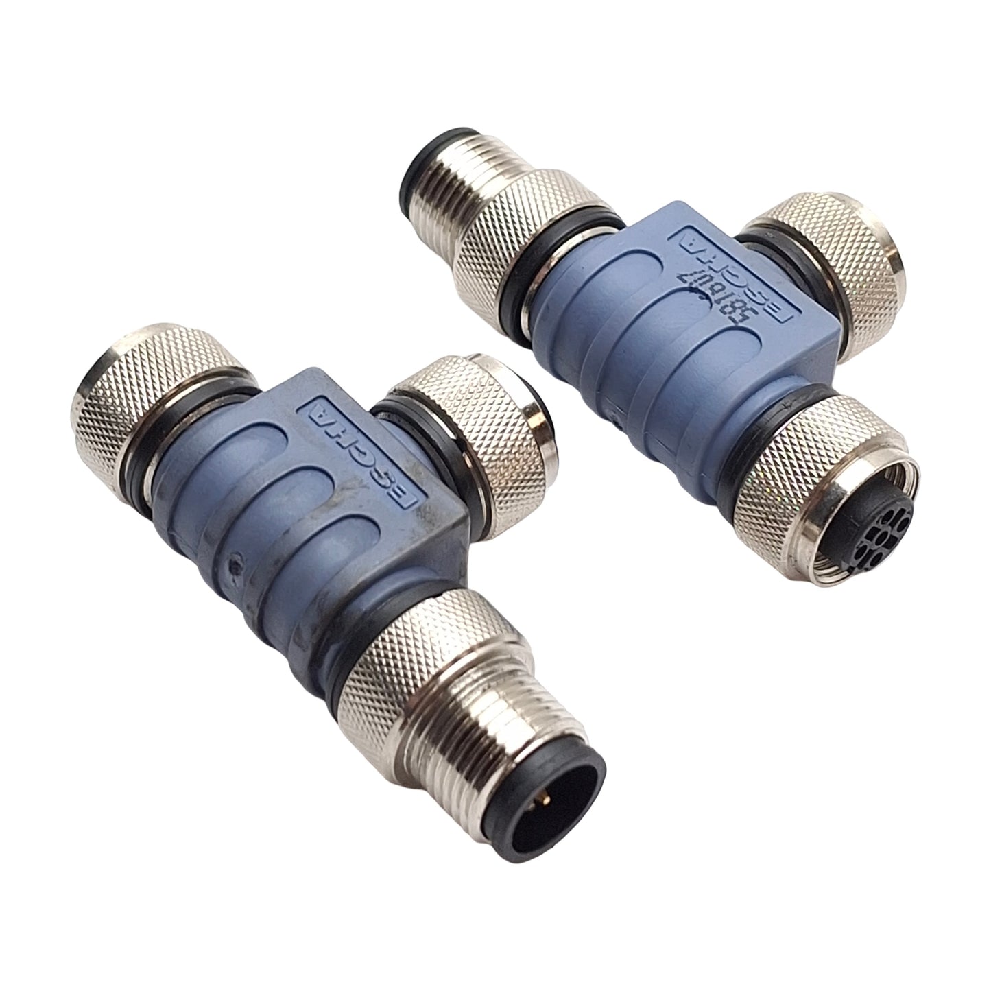 Used Lot of 2 Turck RSC 2RKC 57 Eurofast Connector Tee, 2 Female to 1 Male, M12 5-Pin