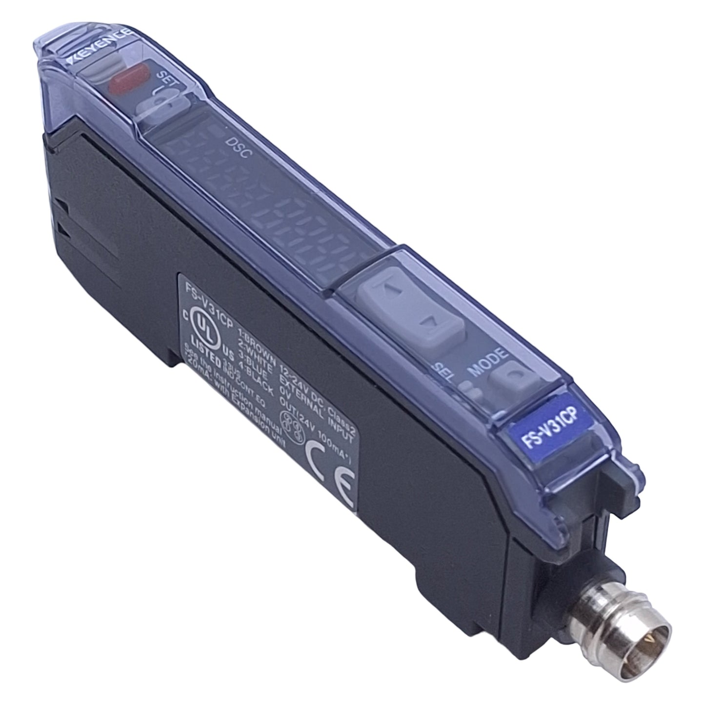 Used Keyence FS-V31CP Fiber Optic Sensor Amplifier, PNP, M8 4-Pin Connector, 12-24VDC