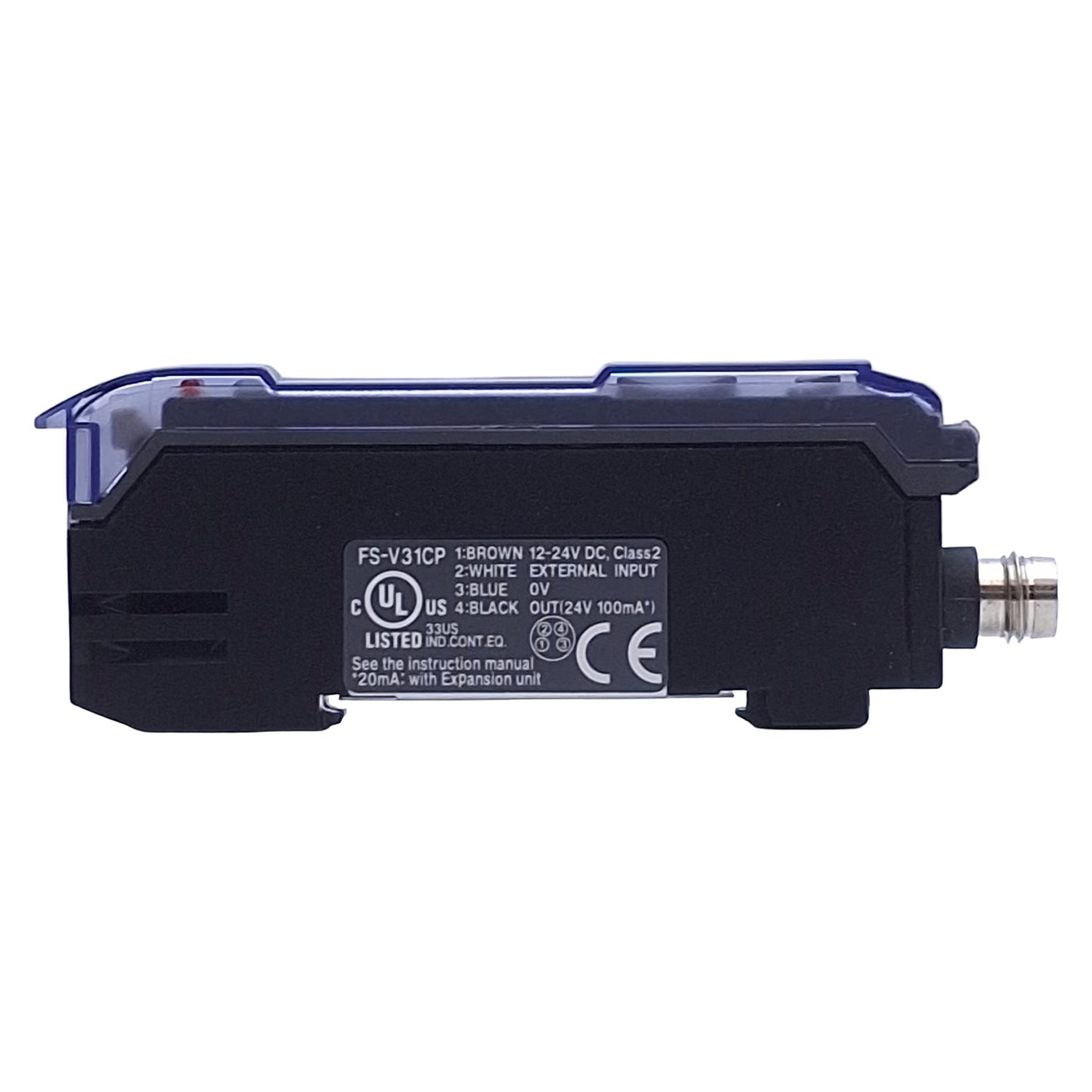 Used Keyence FS-V31CP Fiber Optic Sensor Amplifier, PNP, M8 4-Pin Connector, 12-24VDC