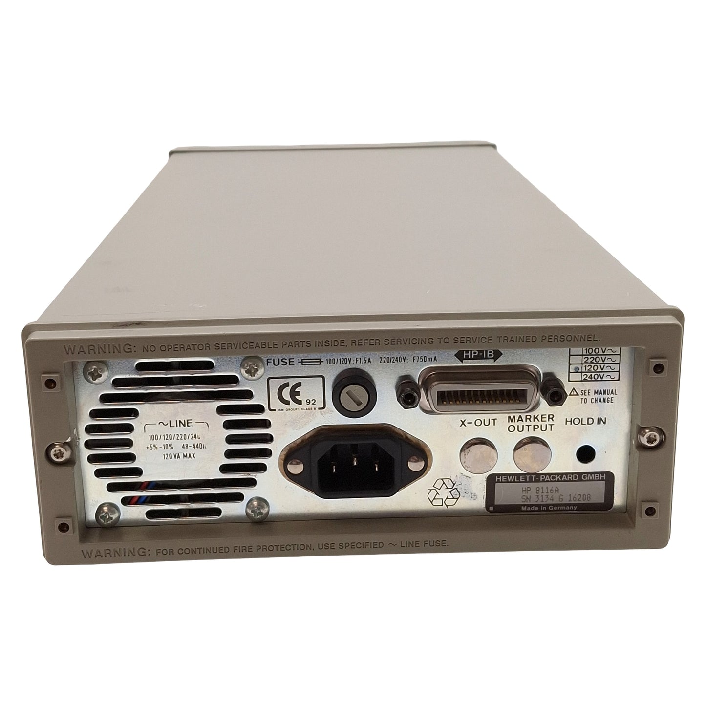 Used HP 8116A Pulse / Function Generator, 1mHz-50MHz, 10mVpp-16Vpp, 10ns-999ms
