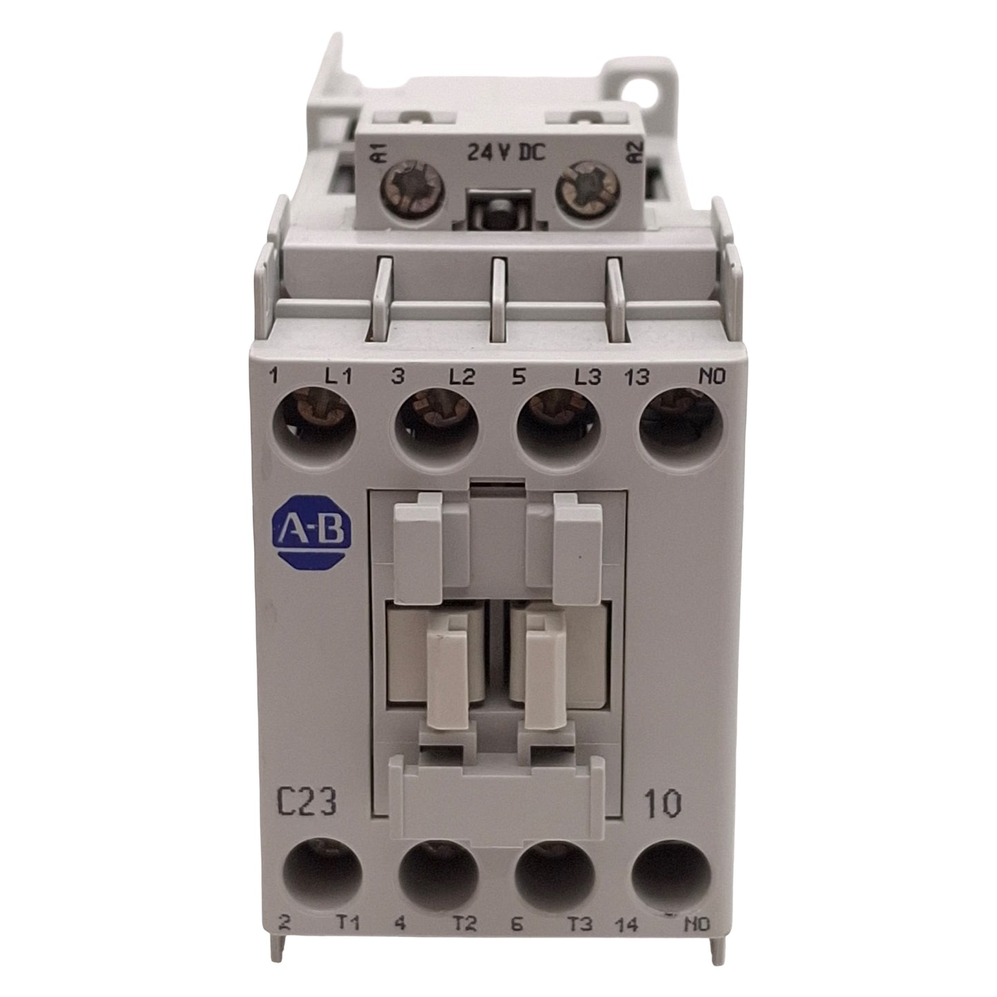 Used Allen Bradley 100-C23ZJ10 Contactor, 3NO+1NO, 23A, 15HP @ 3Ø 575VAC, 24VDC Coil