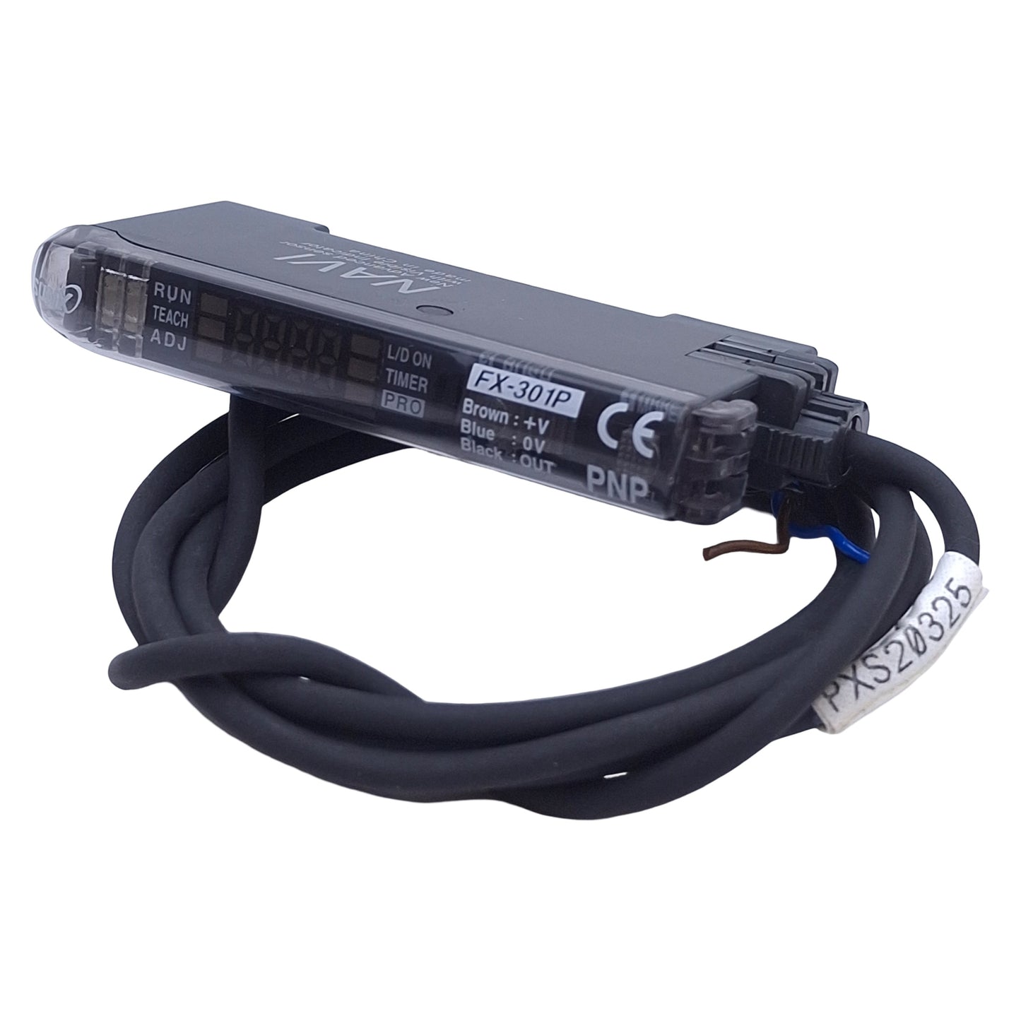 Used SunX FX-301P Digital Fiber Sensor PNP Open, 12-24VDC, 100mA, Red, DIN Rail