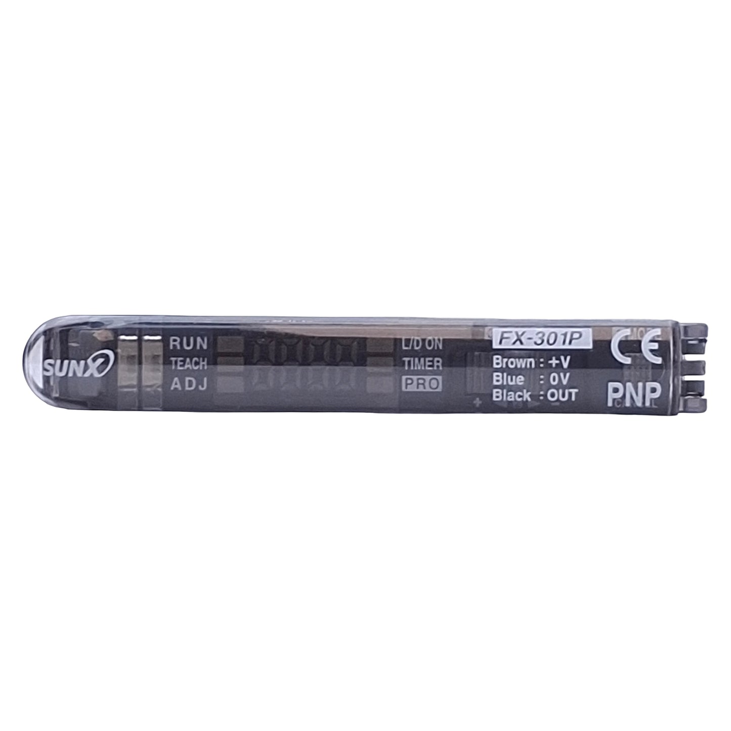 Used SunX FX-301P Digital Fiber Sensor PNP Open, 12-24VDC, 100mA, Red, DIN Rail