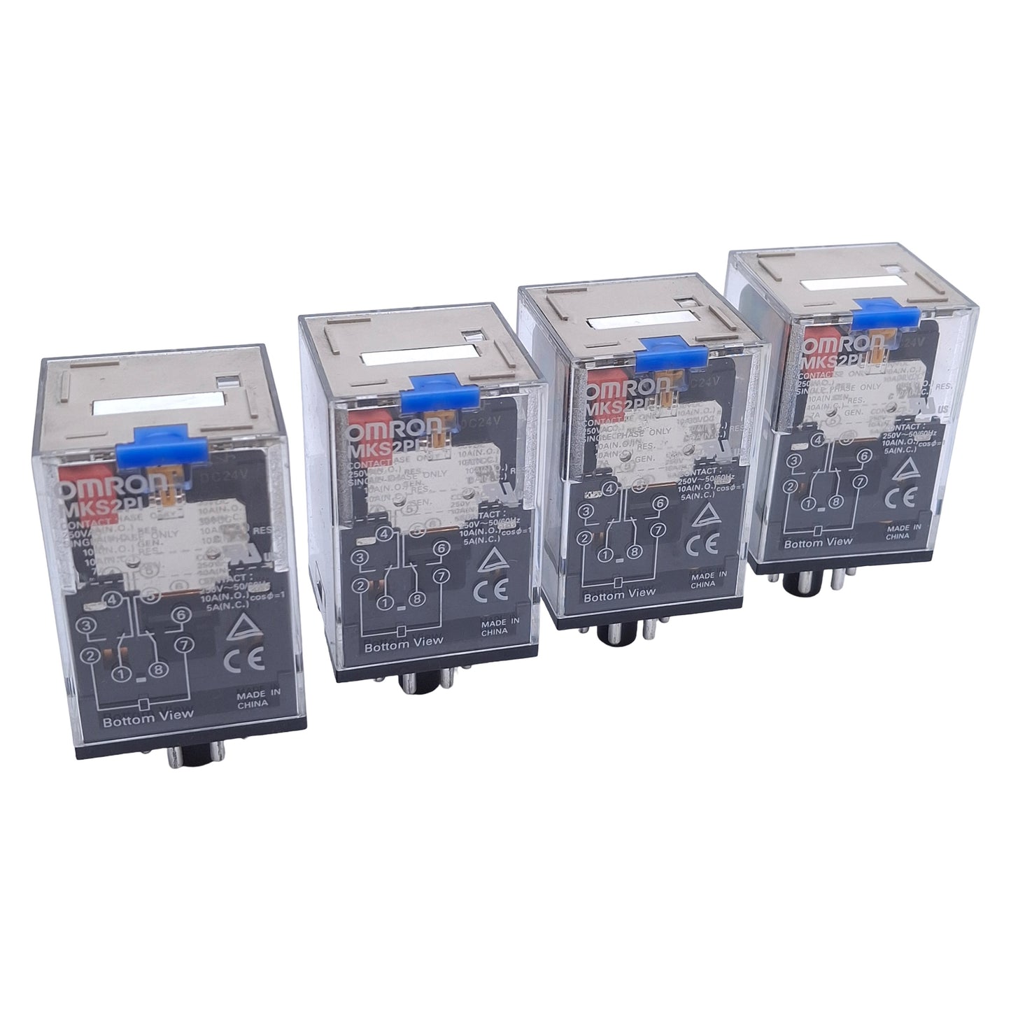 Used Lot of 4 Omron MKS2PI Ice Cube Relay DPDT, 10A Max, 8-Pin Octal, 24VDC Coil