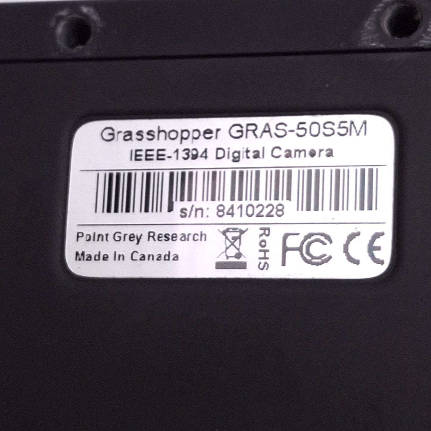 Used Point Grey GRAS-50S5M Machine Vision Camera, 2/3in CCD, 5MP, IEEE-1394 FireWire