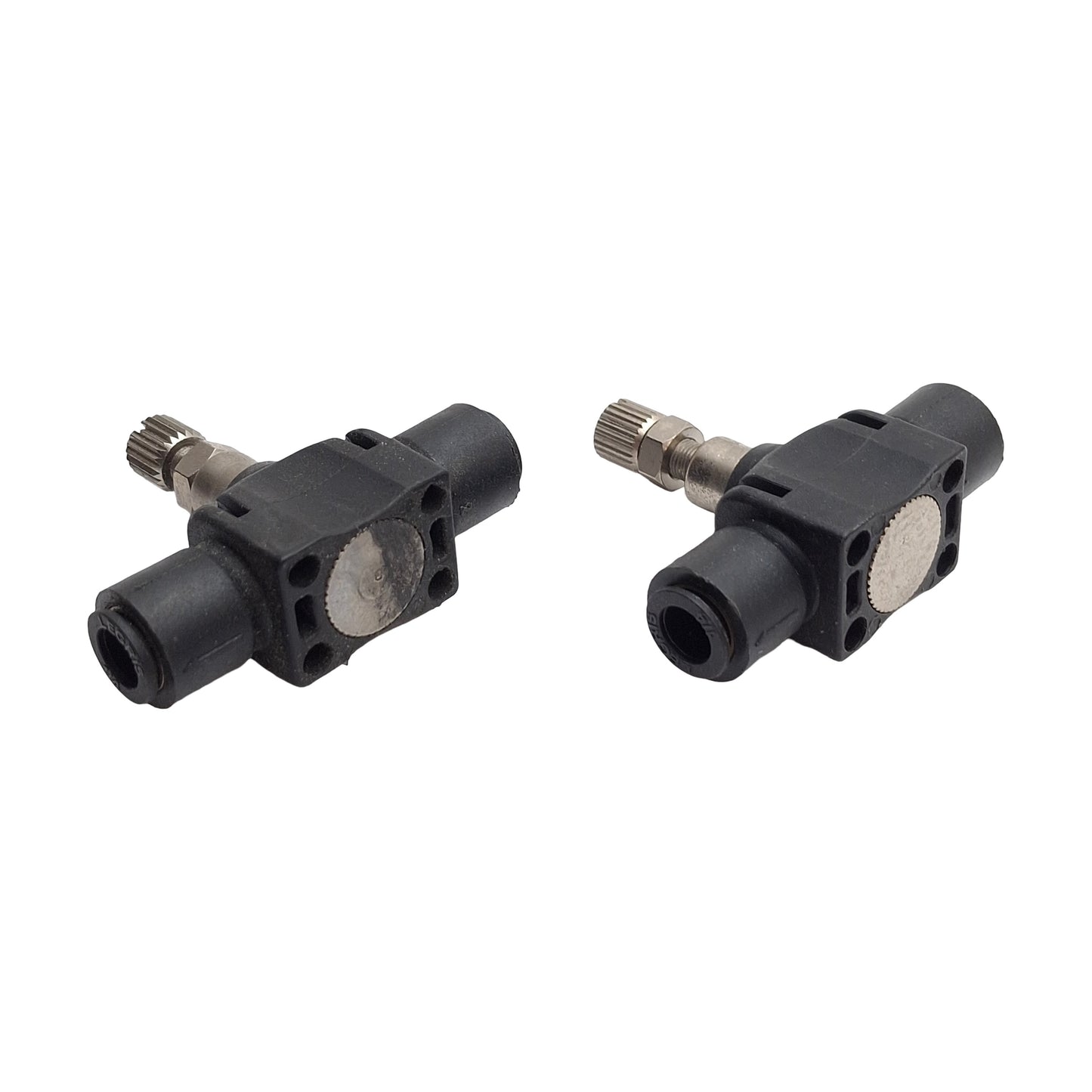 Used Lot of 2 Legris 7770 56 00 In-Line Flow Control Air Regulator Needle Valves 1/4"