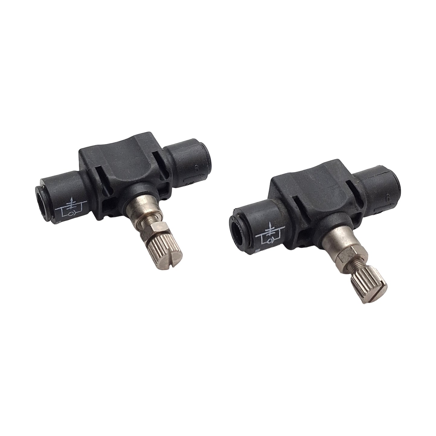 Used Lot of 2 Legris 7770 56 00 In-Line Flow Control Air Regulator Needle Valves 1/4"