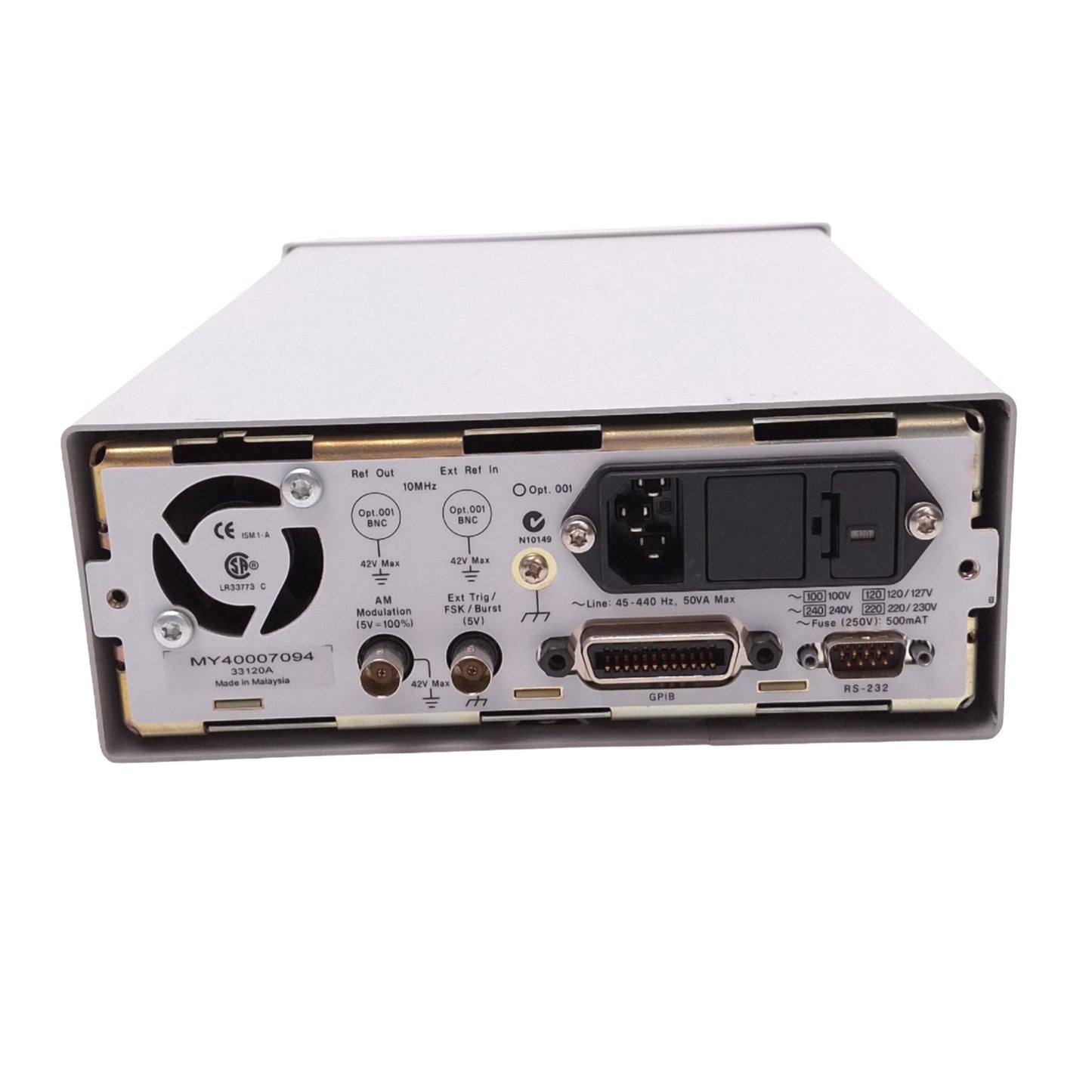 Used Agilent 33120A Function/Arbitrary Waveform Generator, 15MHz 12-bit 40MS/s 120VAC