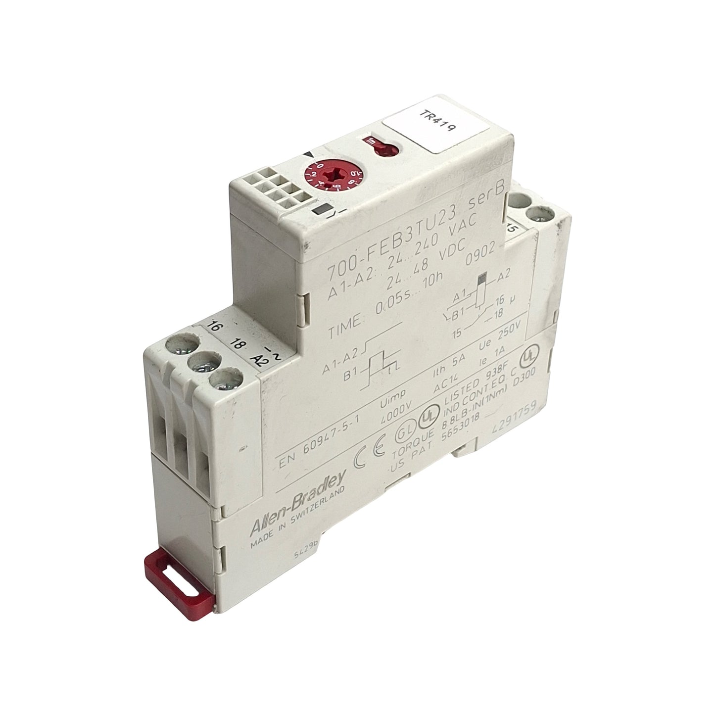 Used Allen Bradley 700-FEB3TU23 Off-Delay Timing Relay, 0.05s-10h, 24-240VAC 24-48VDC