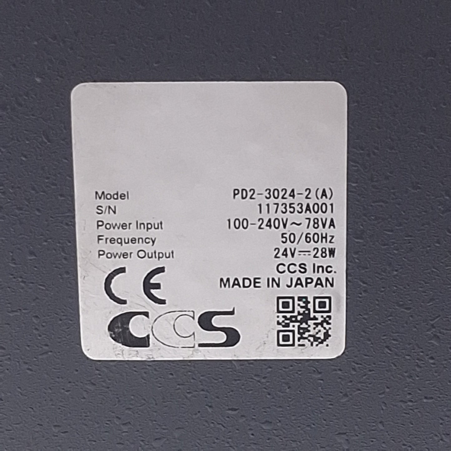 Used CCS PD2-3024-2(A) LED Light Control Power Supply, 2-CH, 100-240VAC In, 24VDC Out