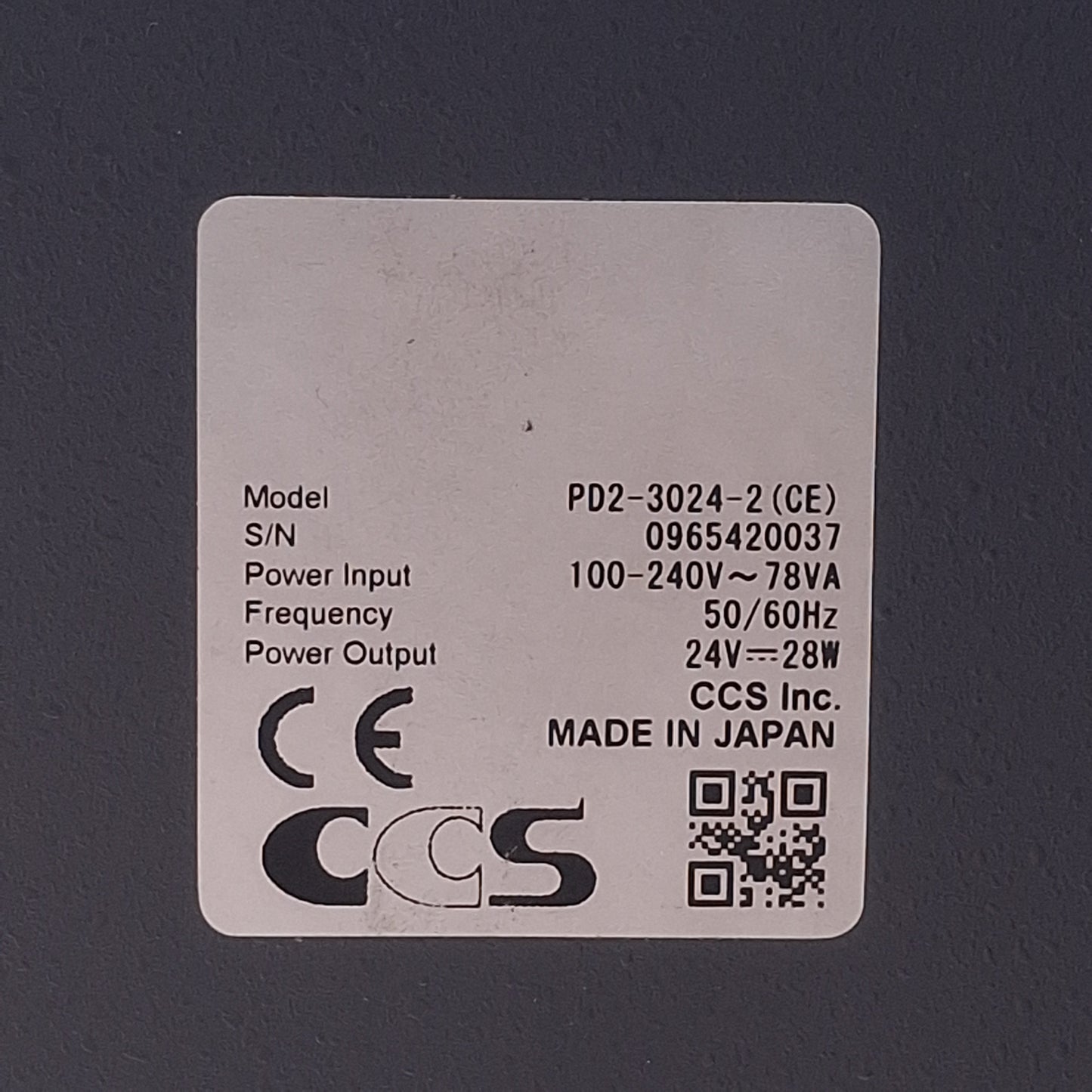 Used CCS PD2-3024-2(CE) LED Light Control Power Supply, 2-CH 100-240VAC In, 24VDC Out