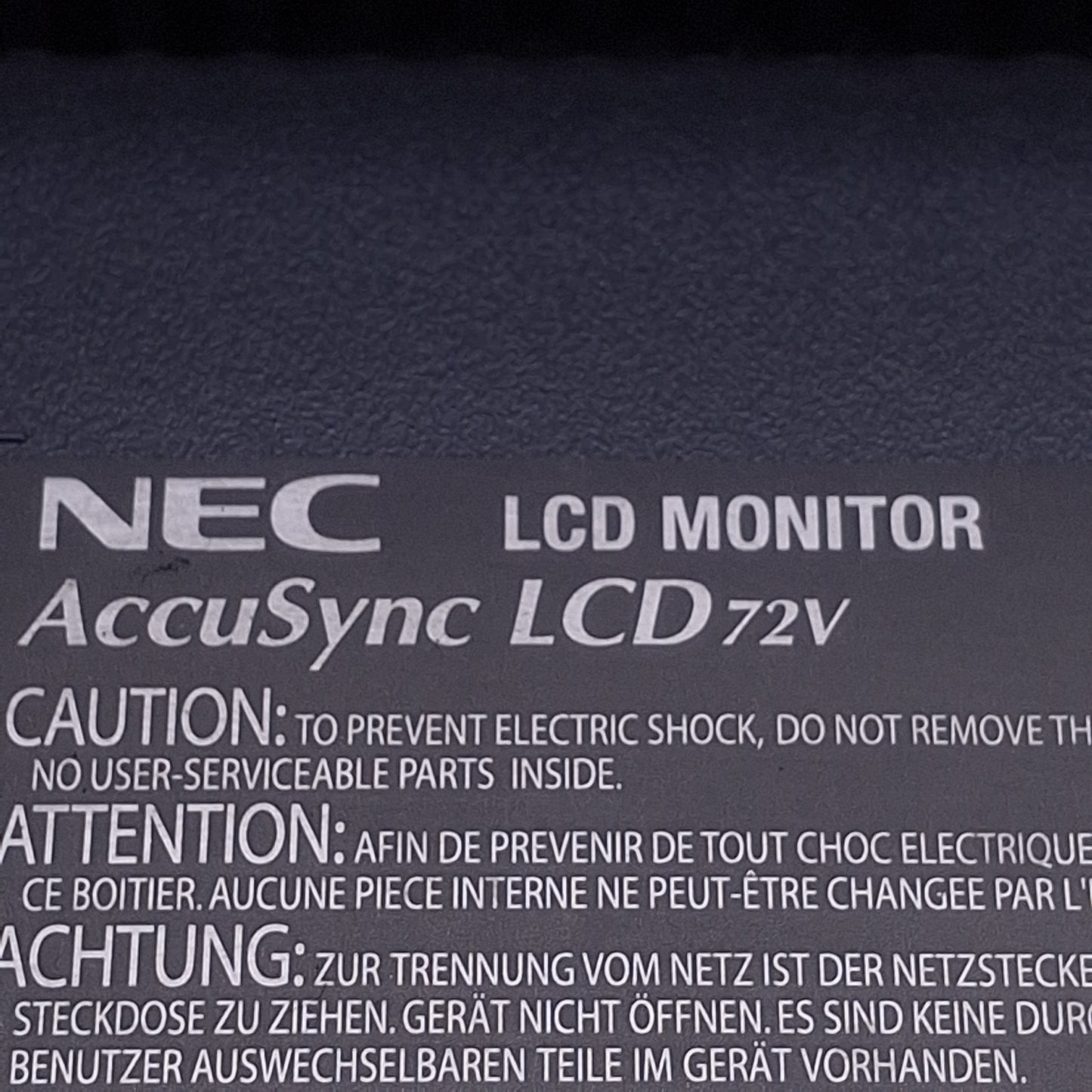 Used NEC LCD72V AccuSync LCD Monitor 17in, 1280x1024, HDMI, 100-240VAC, VESA 100mm
