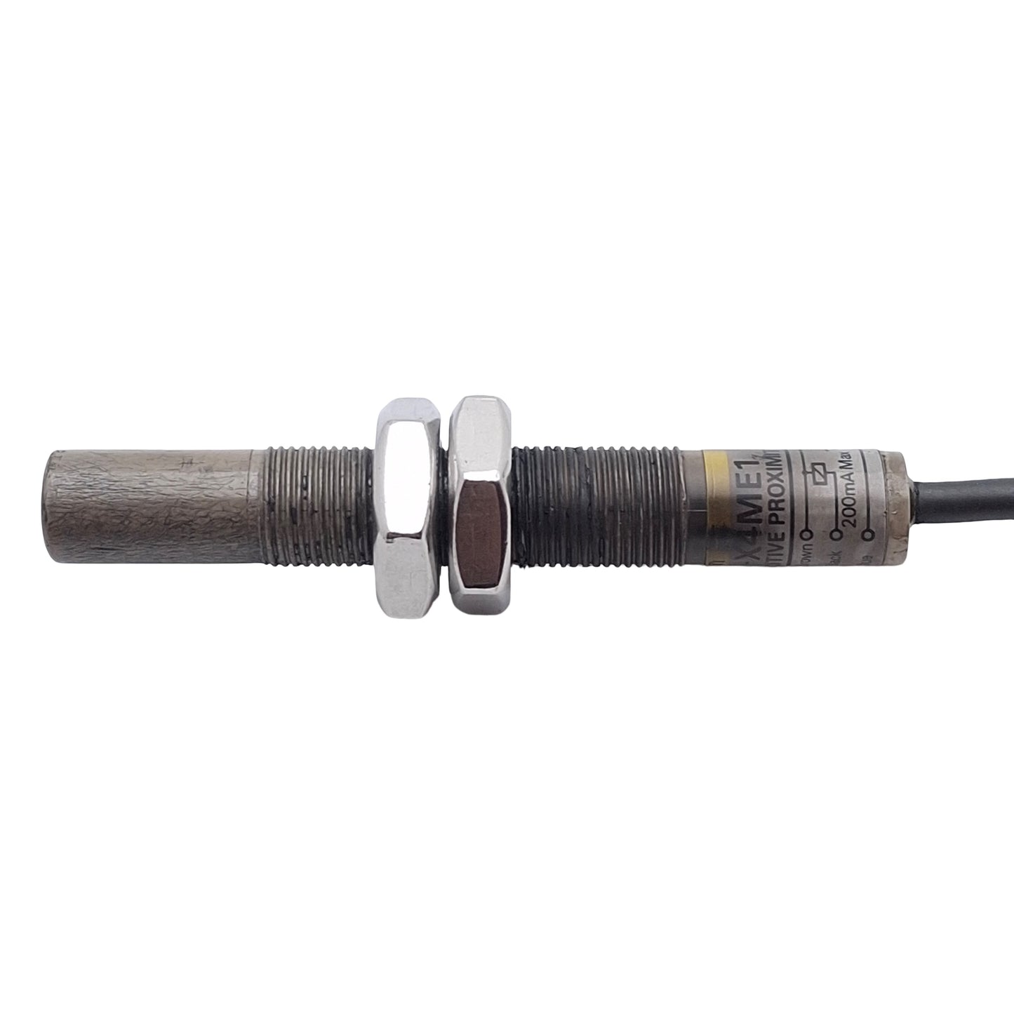 Used Omron E2K-X4ME1 Capacitive Proximity Sensor, NPN N/O, 4mm Range, 12-24VDC, M12