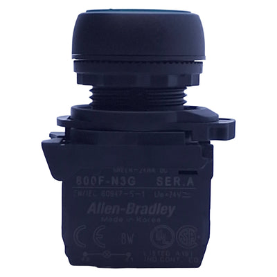 Used Allen Bradley 800FP-LF3 Green Illuminated Momentary Push Button ø22mm, 1NO