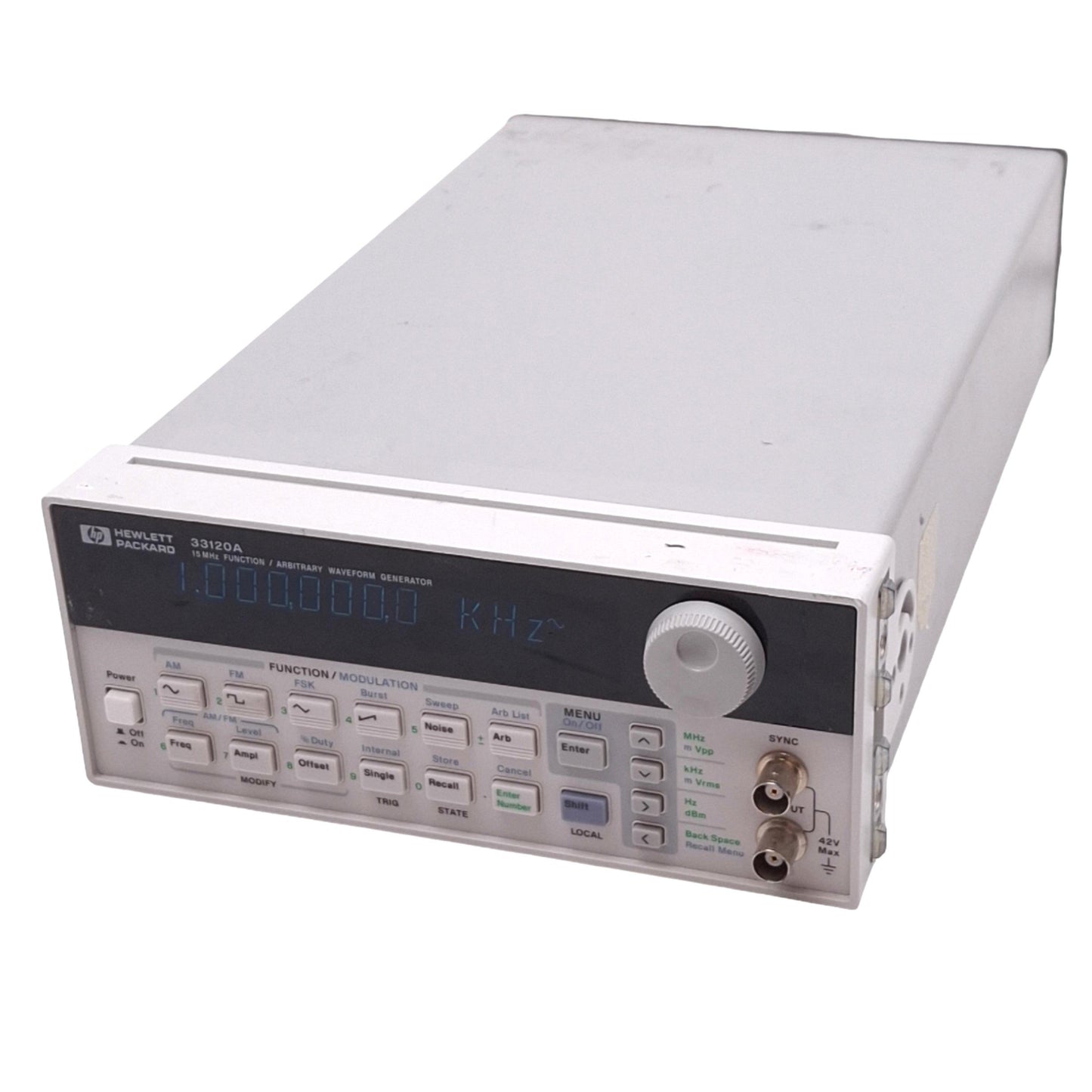 Used HP 33120A Opt.001 Function/Arbitrary Waveform Generator, 15MHz 40MS/s, 120VAC