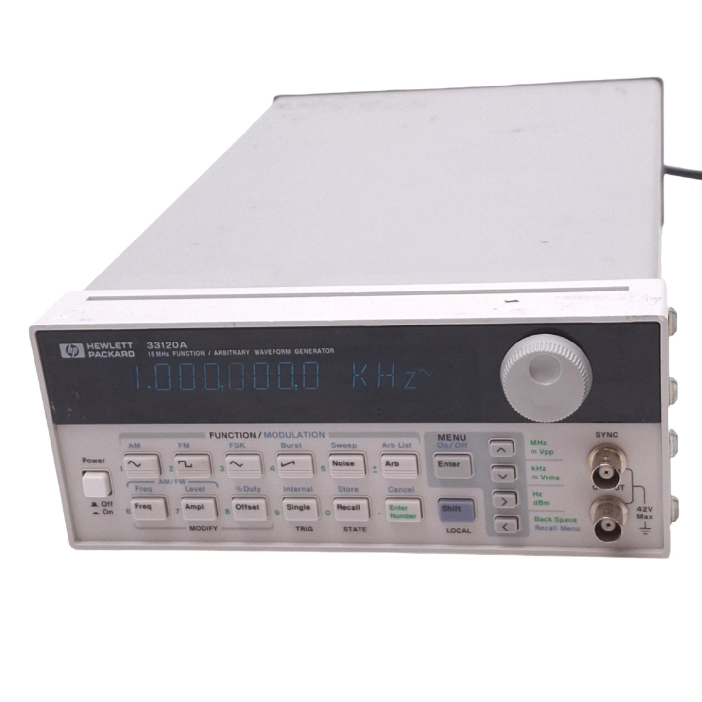 Used HP 33120A Opt.001 Function/Arbitrary Waveform Generator, 15MHz 40MS/s, 120VAC