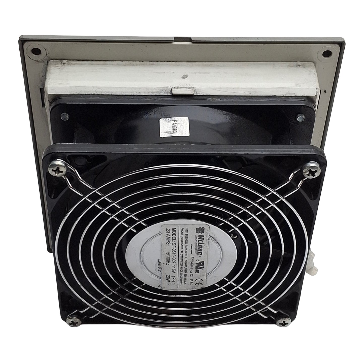 Used McLean SF-0516-002 Enclosure Filter & Fan 148x148x70mm 1 Phase, 115V *No Filter*