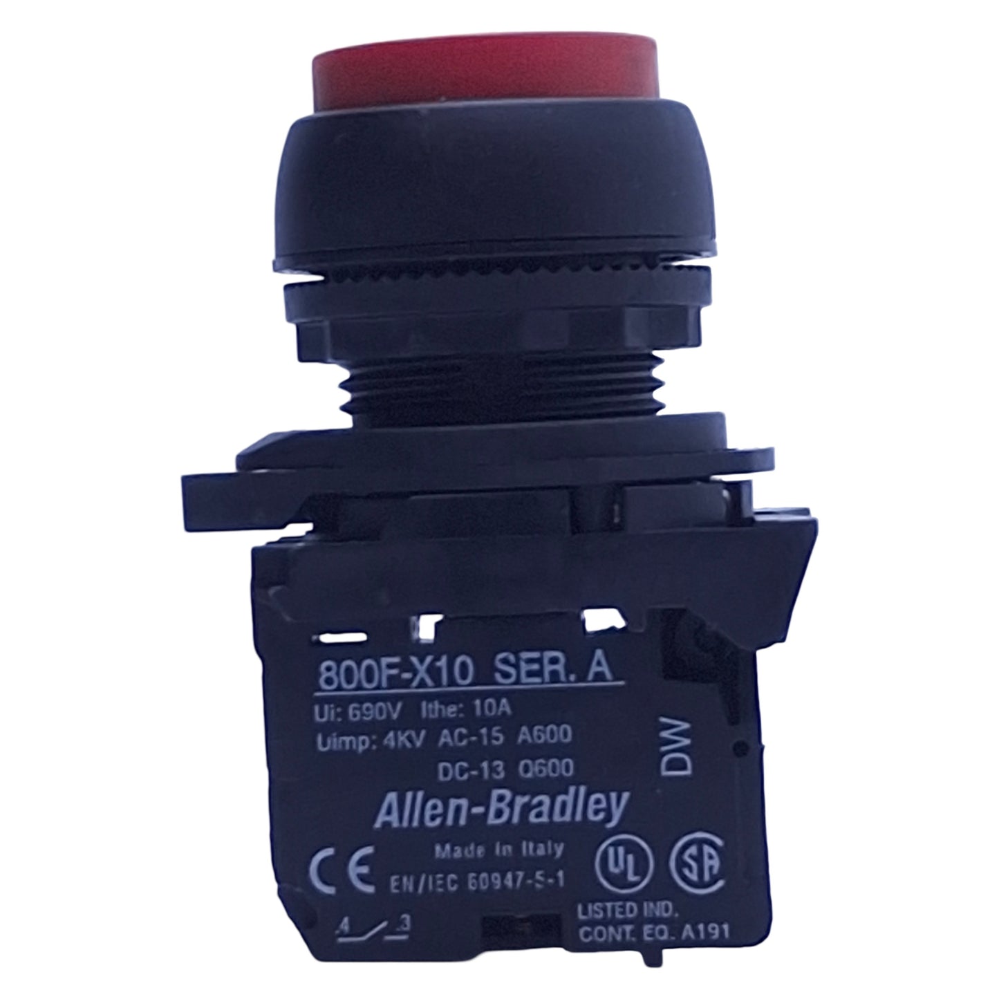 Used Allen Bradley 800FP-E2 Red Momentary Extended Push Button 1NO, 600V 10A, 22mm