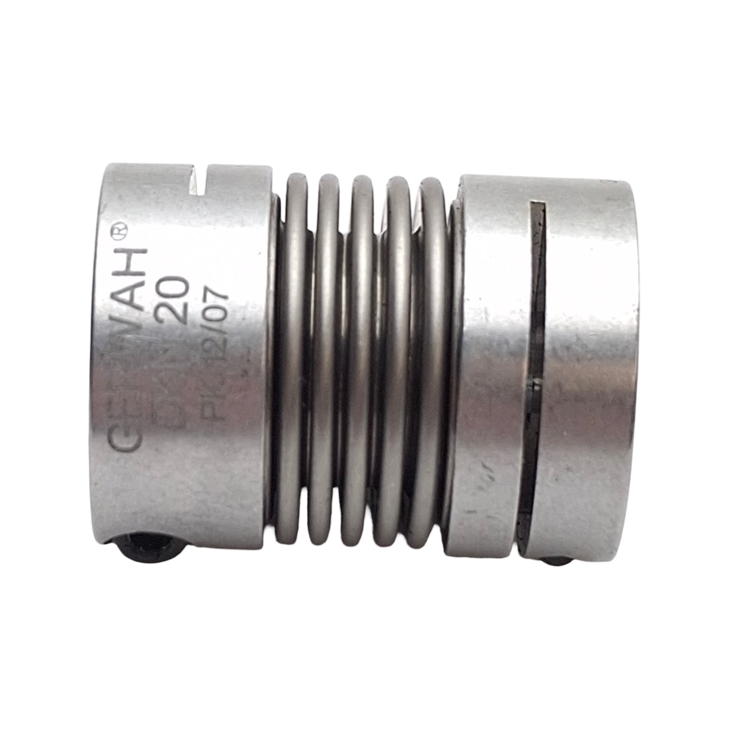 Used Gerwah DKN 20/32-8-3/8 Metal Bellows Coupling, 25mm OD, 8mm & 3/8" Bores, 32mm L