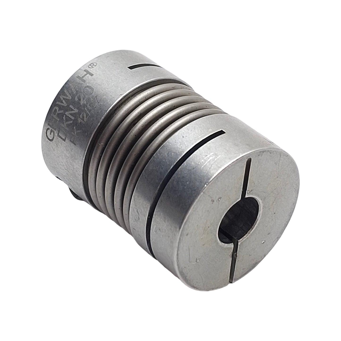 Used Gerwah DKN 20/32-8-3/8 Metal Bellows Coupling, 25mm OD, 8mm & 3/8" Bores, 32mm L