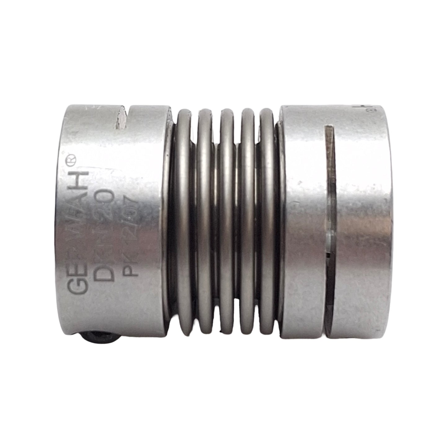 Used Gerwah DKN 20/32-8-3/8 Metal Bellows Coupling, 25mm OD, 8mm & 3/8" Bores, 32mm L