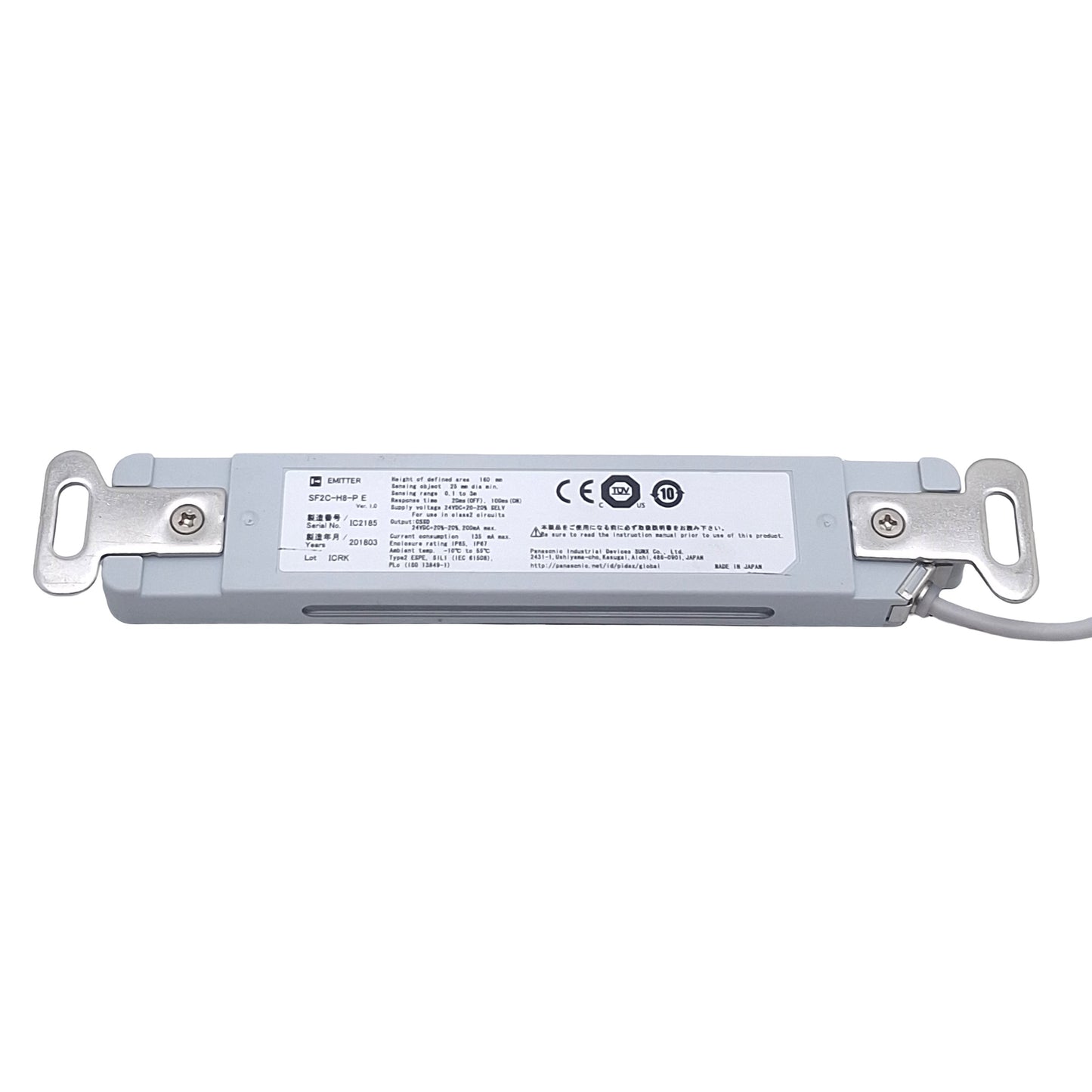 Used Panasonic SF2C-H8-P E / SF2C-H8-P D Light Curtain Emitter & Receiver, 24VDC