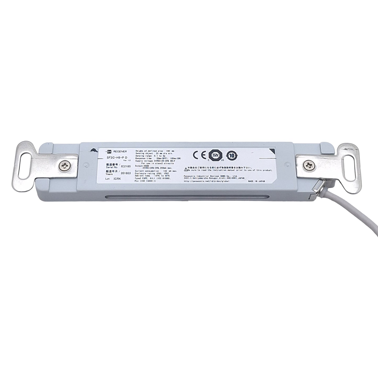Used Panasonic SF2C-H8-P E / SF2C-H8-P D Light Curtain Emitter & Receiver, 24VDC