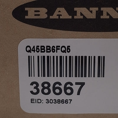 New Banner Q45BB6FQ5 Rugged Glass Fiber Optic Amplifier NPN/PNP, 10-30VDC, 4-Pin M12