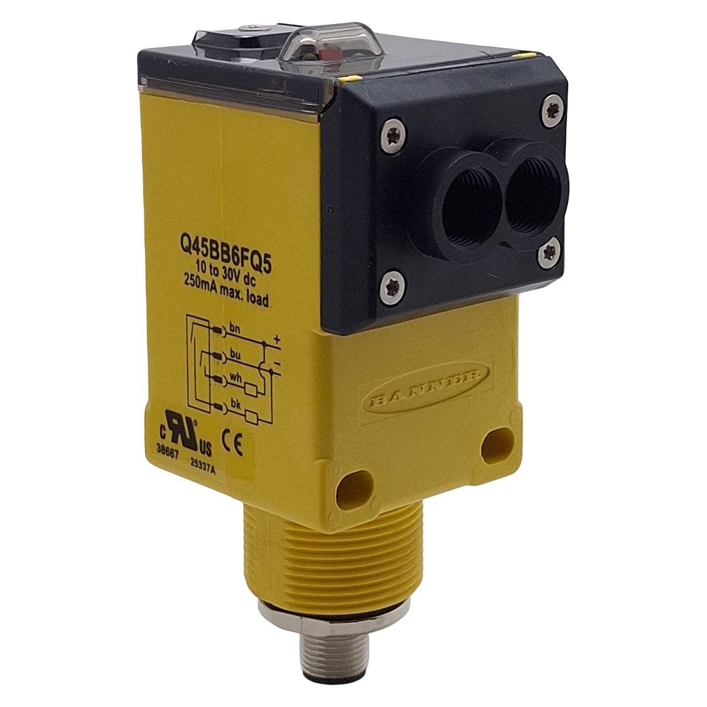 New Banner Q45BB6FQ5 Rugged Glass Fiber Optic Amplifier NPN/PNP, 10-30VDC, 4-Pin M12
