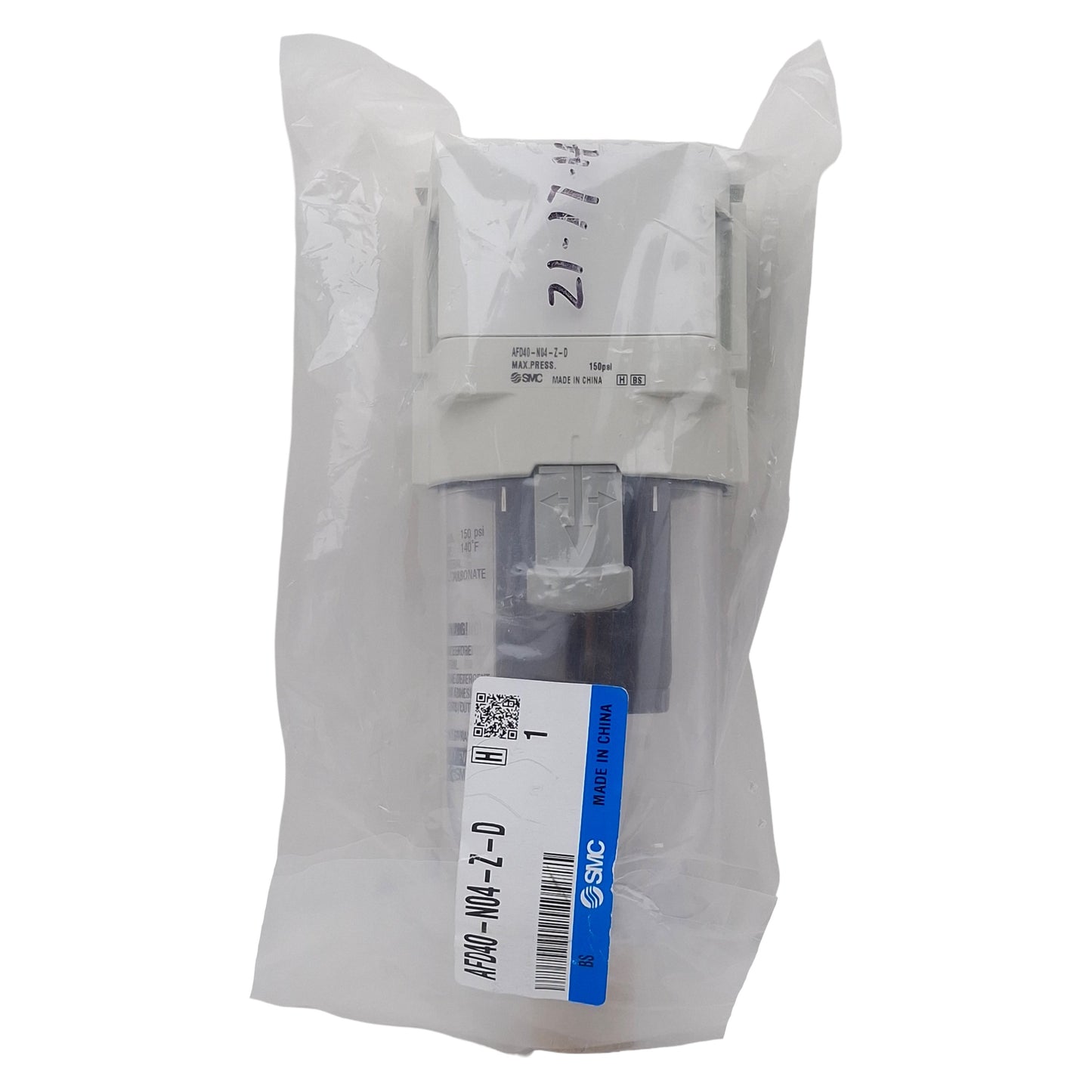 New SMC AFD40-N04-Z-D Micro Mist Separator, 1/2in NPT, 150psi, 0.01µm Filtration