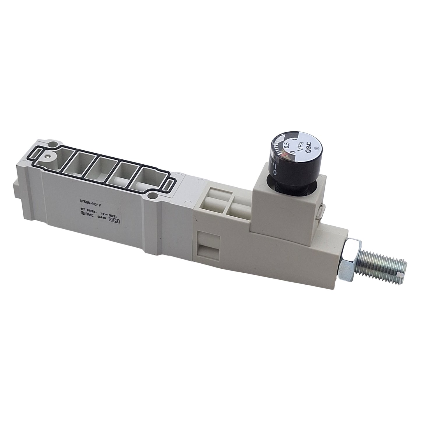 New SMC SY50M-N0-P Solenoid Valve Regulator Module, Set 14-100psi, W/ 0-1.0MPa Gauge
