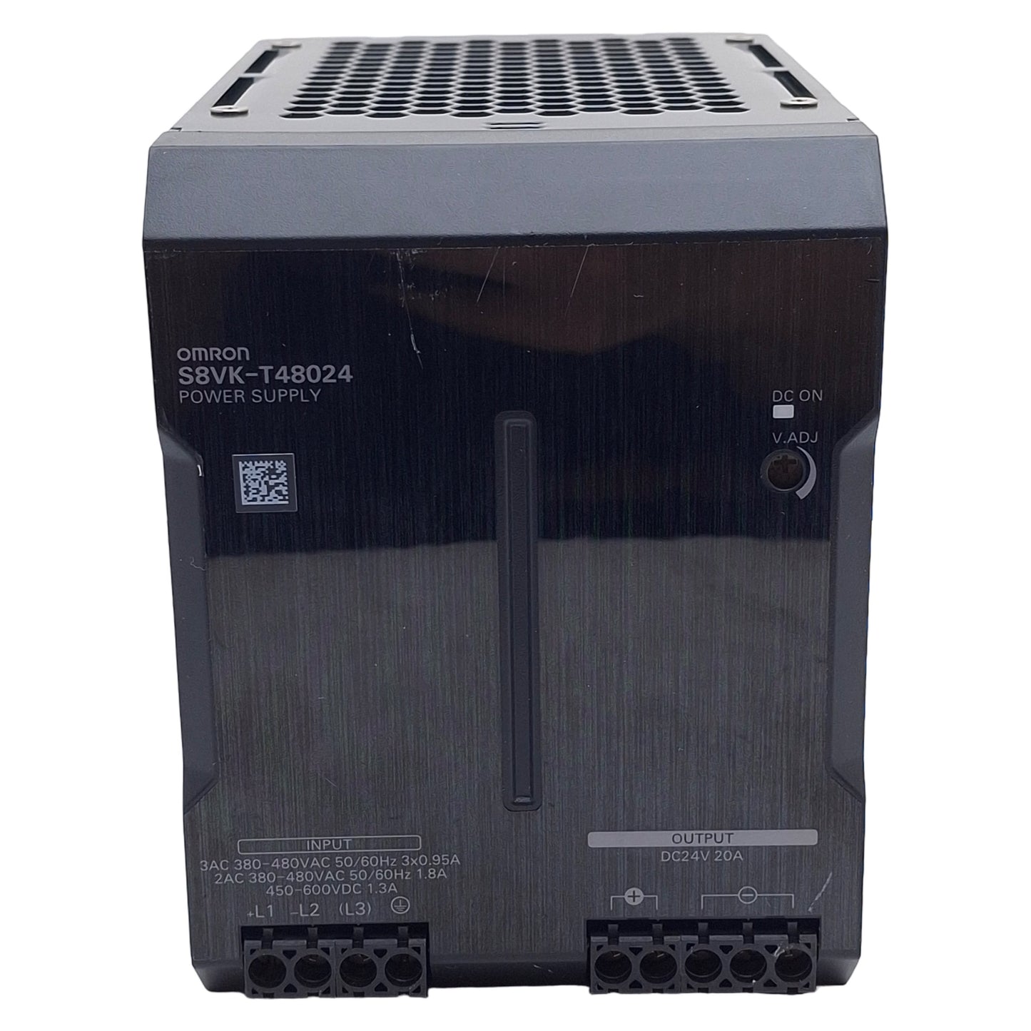 Used Omron S8VK-T48024 Switching Power Supply, 380-480VAC In, 20A 24VDC Out, DIN Rail