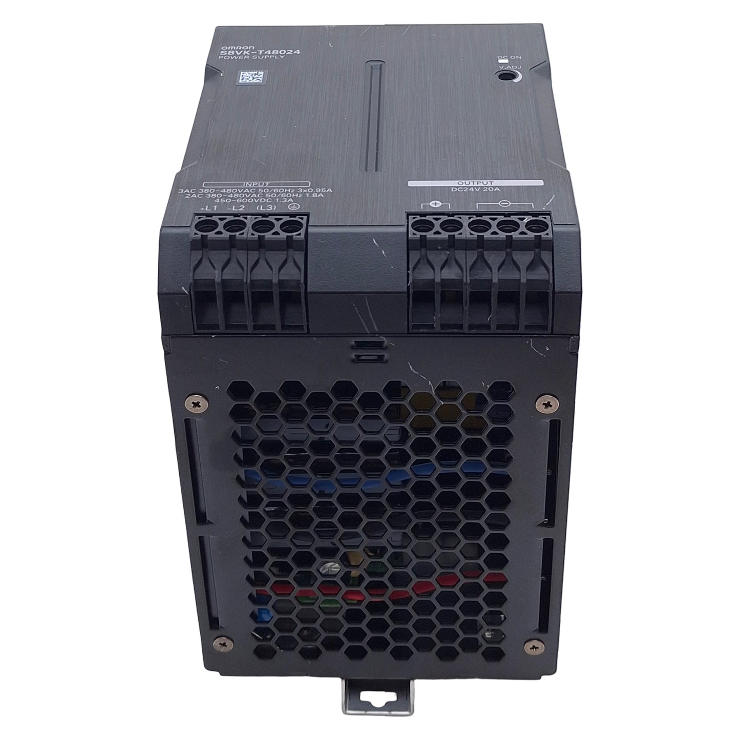 Used Omron S8VK-T48024 Switching Power Supply, 380-480VAC In, 20A 24VDC Out, DIN Rail