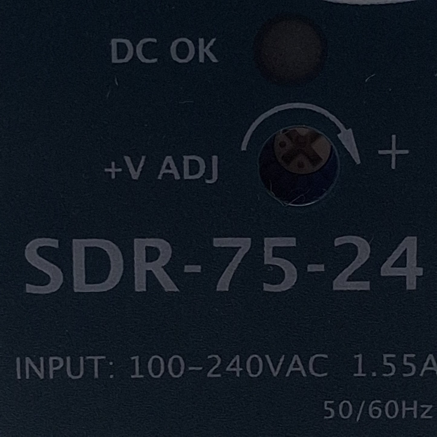 Used Mean Well SDR-75-24 Power Supply, 100-240VAC In, 3.2A 24VDC Out, Screw Mount