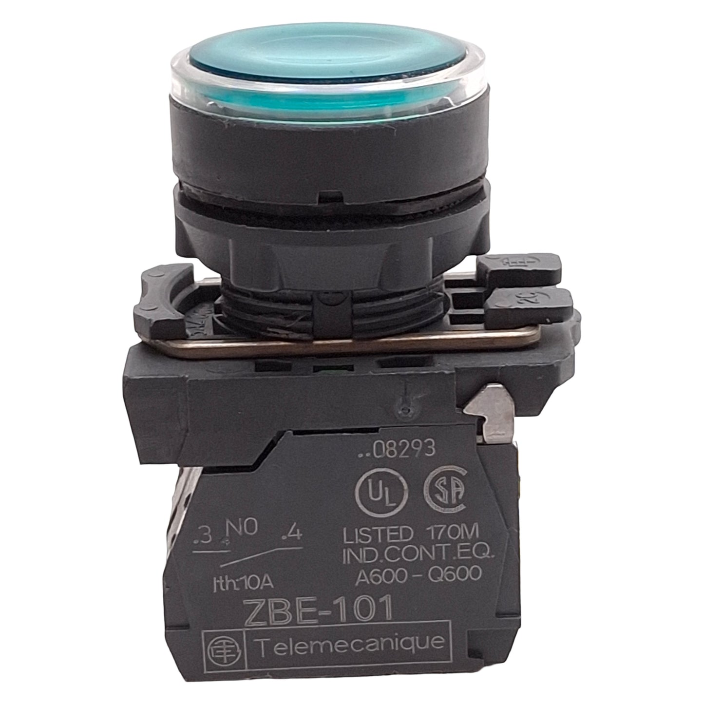 Used Schneider Electric XB5AW33B3 Green Illuminated Momentary Pushbutton, 2NO, 24V