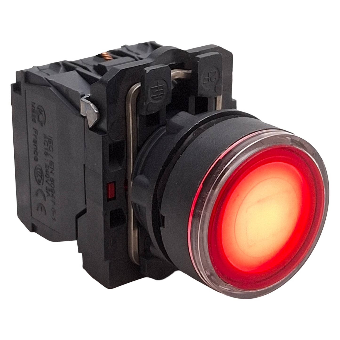 Used Schneider Electric XB5AW34B5 Green Illuminated Momentary Pushbutton, 1NO+1NC 24V