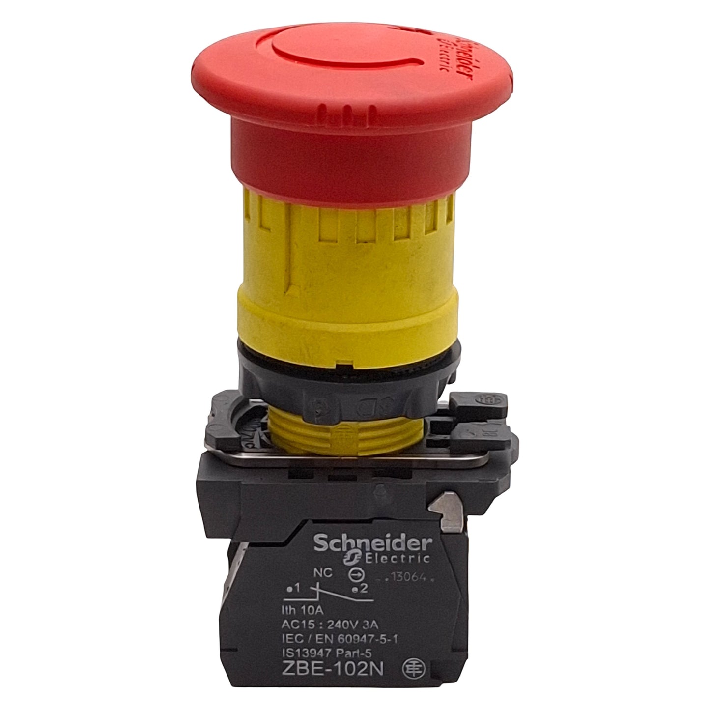 Used Schneider Electric XB5AS8444 E-Stop Pushbutton, Turn-Reset, ø40mm Mushroom, 2NC