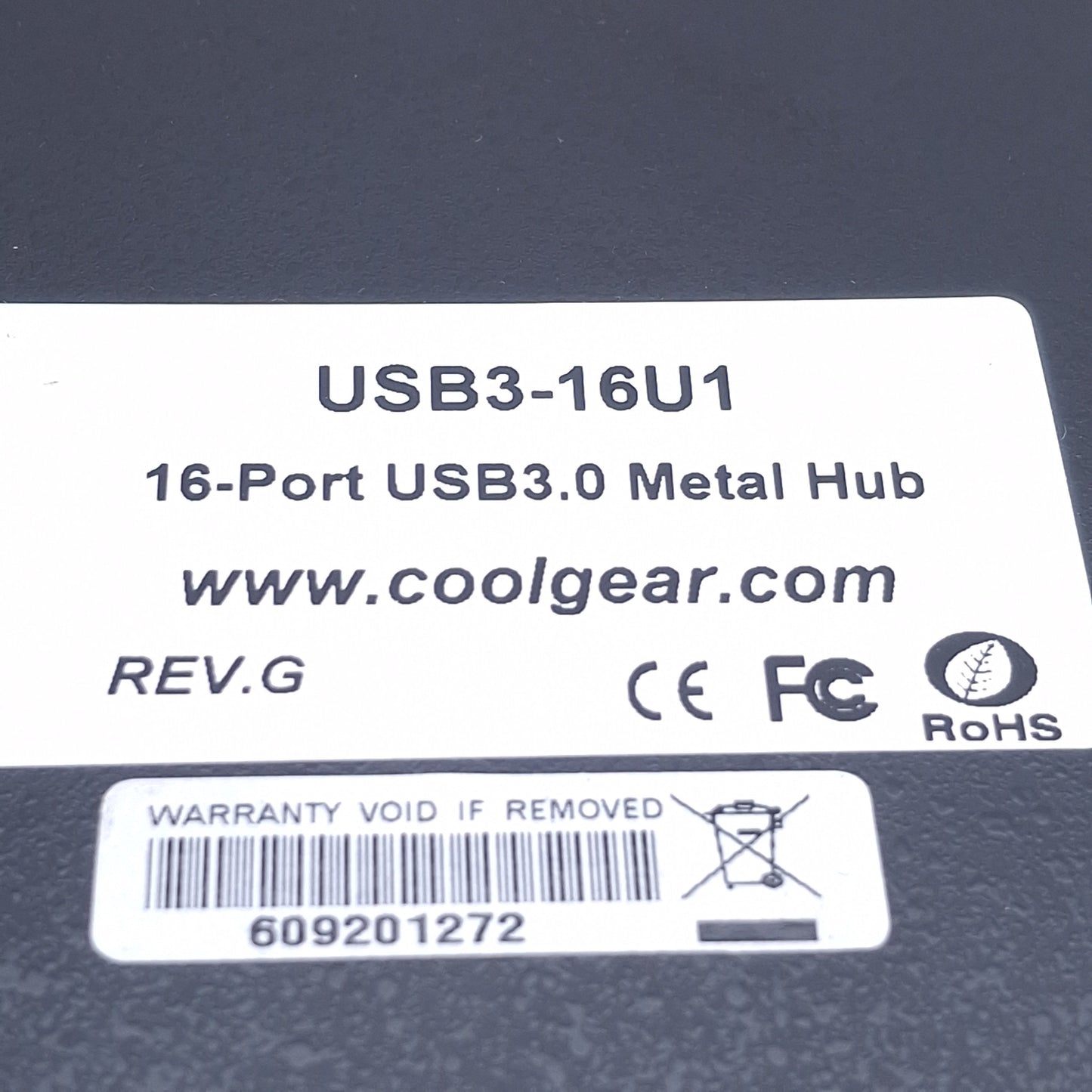 Used Coolgear USB3-16U1 USB 3.2 Gen Hub w/ESD Surge Protection, 16 Type A, 12-24VDC