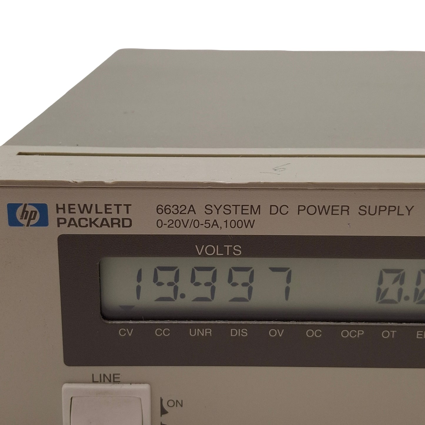 Used HP 6632A Opt 020 System DC Power Supply, 100W, 0-20VDC 0-5A Output *No Feet*