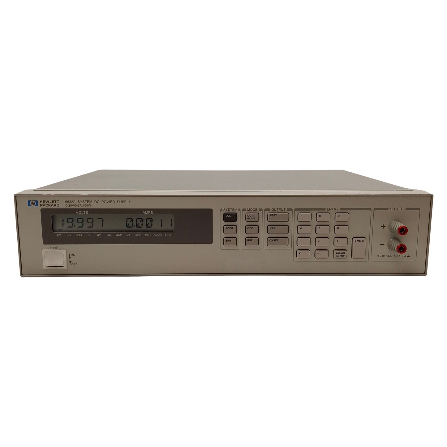 Used HP 6632A Opt 020 System DC Power Supply, 100W, 0-20VDC 0-5A Output *No Feet*