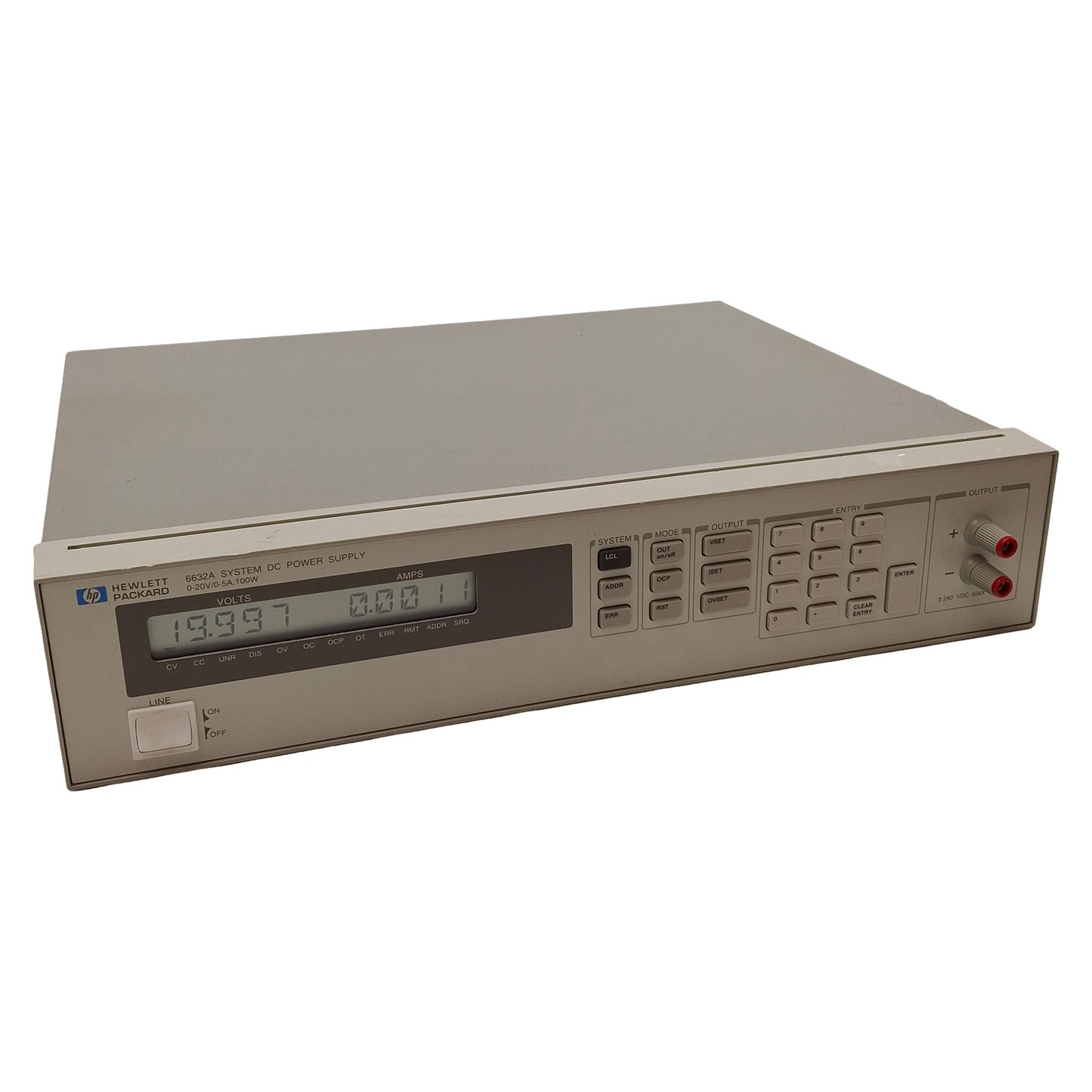 Used HP 6632A Opt 020 System DC Power Supply, 100W, 0-20VDC 0-5A Output *No Feet*