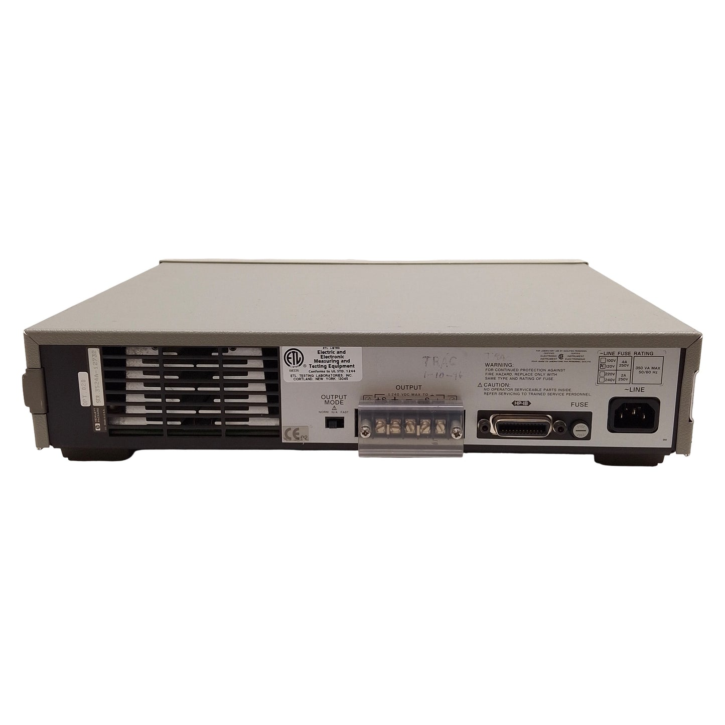 Used HP 6632A Opt 020 System DC Power Supply, 100W, 0-20VDC 0-5A Output, GPIB, 120VAC