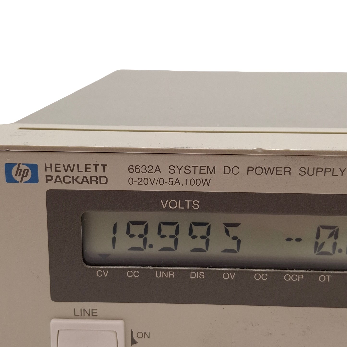 Used HP 6632A Opt 020 System DC Power Supply, 100W, 0-20VDC 0-5A Output, GPIB, 120VAC
