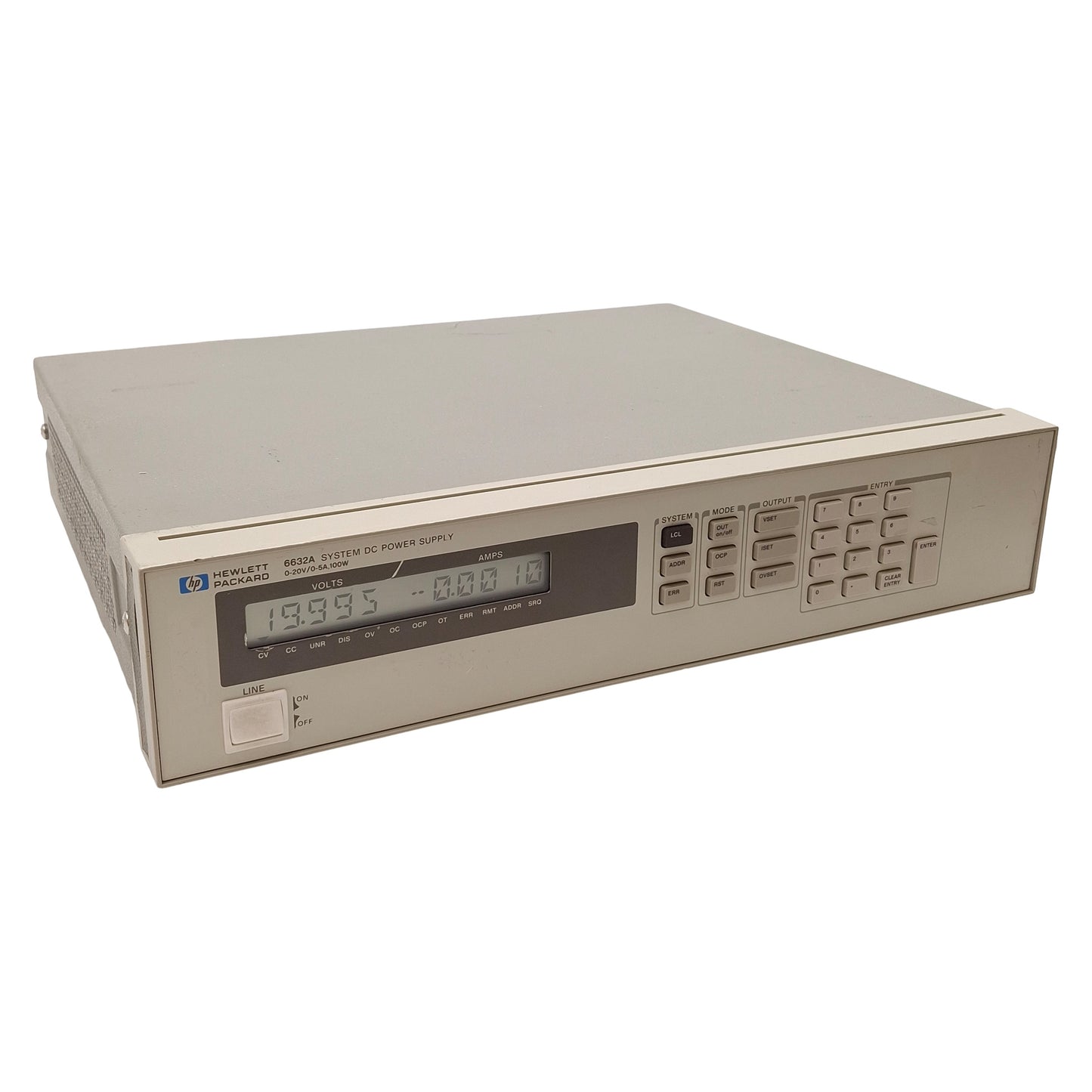 Used HP 6632A System DC Power Supply, 100W, 0-20VDC 0-5A Output, GPIB, 120VAC