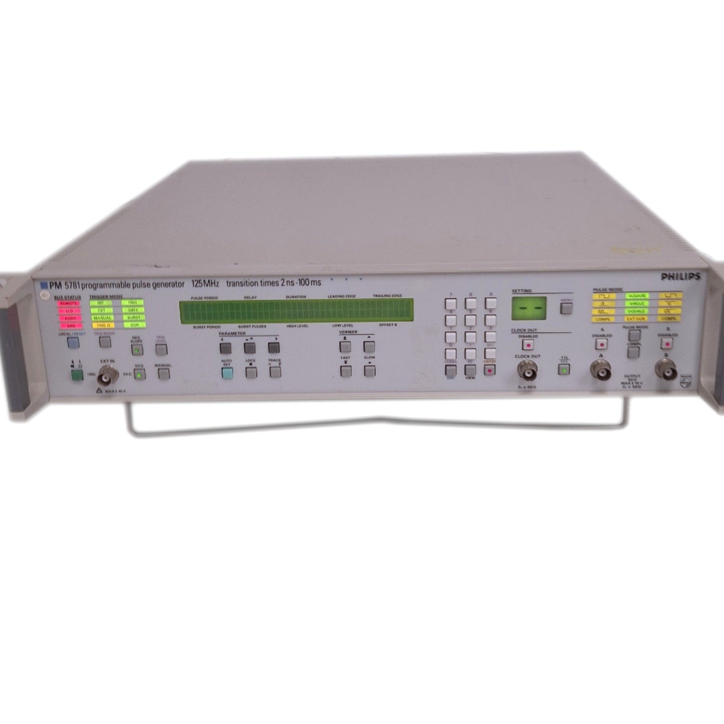 Used Philips PM5781 Programmable Pulse Generator, 125MHz, 2U Rack, 120VAC, GPIB