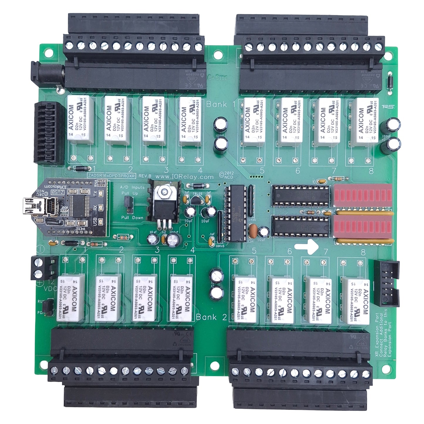 Used NCD ZADSR16xDPDTPROXR Relay Controller w/USB Module & Plug Connectors 1A DPDT