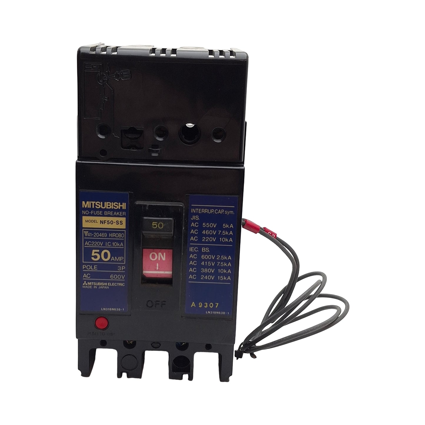 Used Mitsubishi NF50-SS-3P-50A+SHUNTRIP100-120VAC Circuit Breaker, 3-Poles, 50A