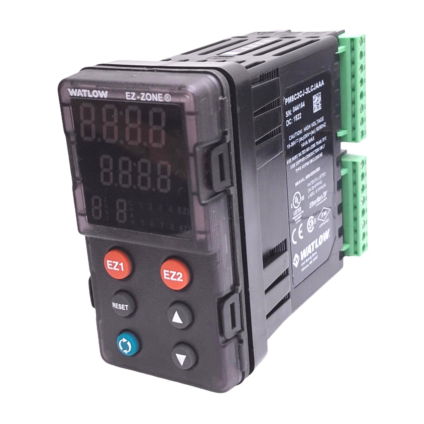 Used Watlow PM8C3CJ-3LCJAAA EZ-Zone PM Express PID Controller, 24VAC/DC, 1/8 DIN