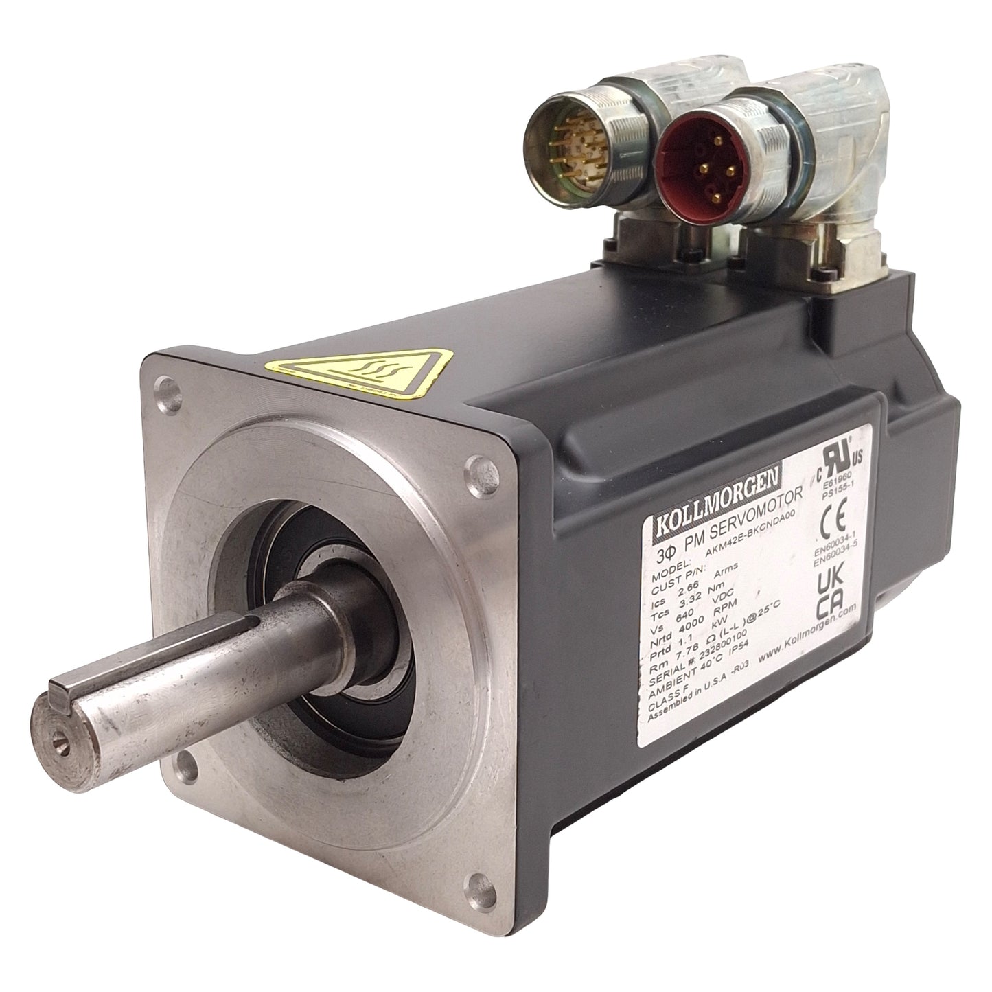 Used Kollmorgen AKM42E-BKCNDA00 Servo Motor 1.1kW 2.66A, 4000rpm, 640VDC Bus, NEMA 34